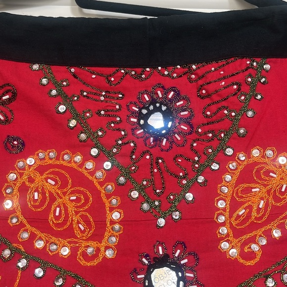 Chaudry red flare embellished skirt from India size medium - Picture 4 of 10
